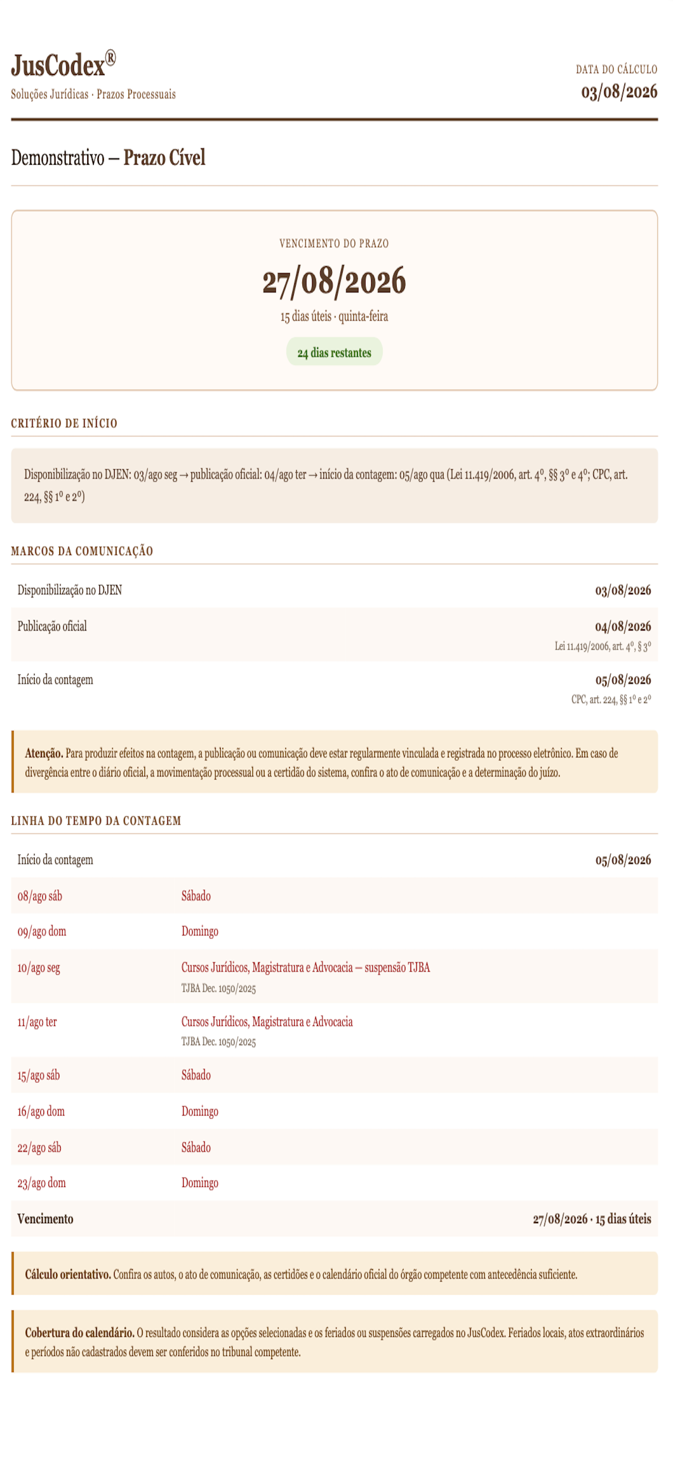 Tela PDF — Gere e compartilhe o relatório completo em PDF com a memória de cálculo de forma clara e organizada.
